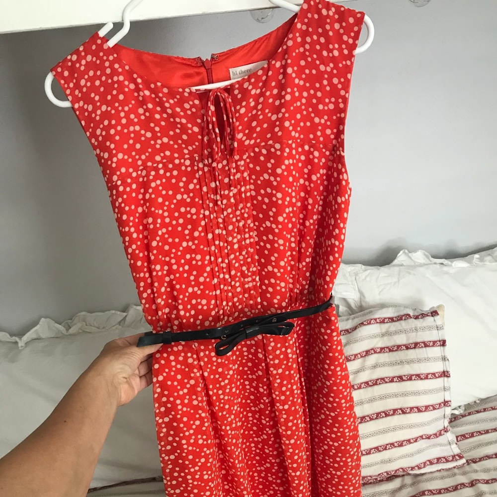 Red polka dot dress